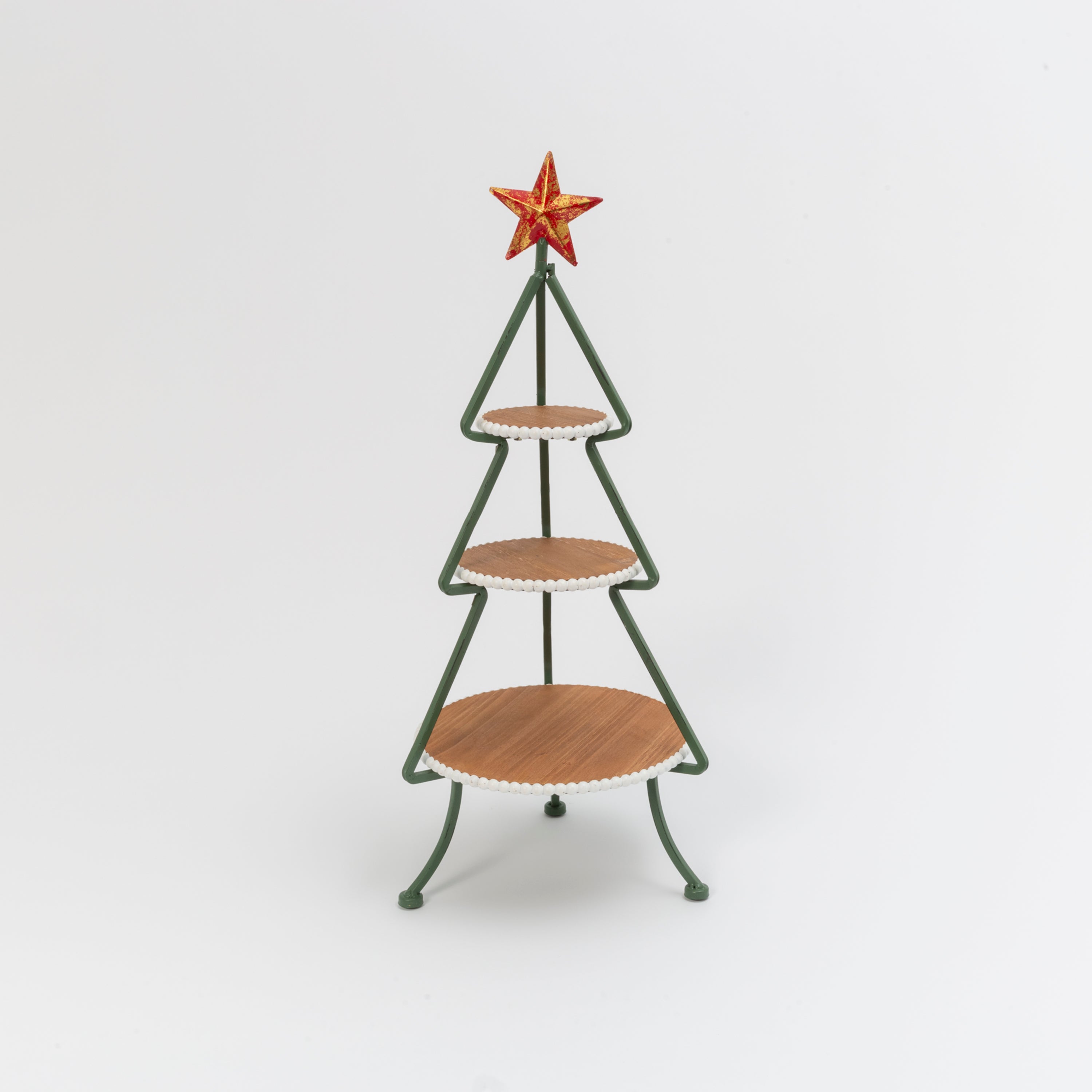 Romantic 25.5 in H Metal and Wood Tree with 3 Tiered Shelves 2601190EC